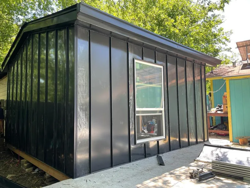 Black standing seam metal wall panels for Metal Roof Installation in Lowes Island